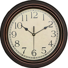 Timelike 12 colių retro sieninis laikrodis Classic Silent Non Ticking Wall Clocks Battery Operated Vintage Quartz Decorative Clock for Bathroom Bedroom Kitchen Office Living Room Home (Bronze)