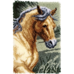 Vervaco Knüpfteppich Pferd Knüpfpackung zum Selbstknüpfen eines Teppichs, Stramin, weiß, 45 x 70 x 0,3 cm