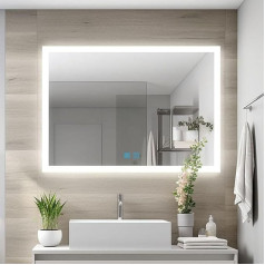 Finmrys Vonios kambario veidrodis su apšvietimu Dimmable Cool White Warm White su atminties funkcija 100 x 60 cm LED vonios kambario veidrodis su jutikliniu jungikliu arba sieniniu jungikliu Anti-Fog Vonios kambario veidrodis Horizontalus vertikalus