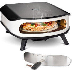 cozze® 17 colių picų kepimo krosnelė su besisukančiu picos akmeniu, šviesos diodais ir durelėmis 8,0 kW/50 mbar, įskaitant reguliatorių ir 1,1 žarną - puikiai tinka traškioms picoms kepti