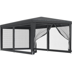vidaXL Švenčių palapinė su 6 tinklelio šoninėmis sienelėmis Sodo palapinė Marquee Gazebo Alaus palapinė Sulankstoma palapinė Kempingai Anthracite 3 x 6 m HDPE