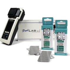PoolLAB 2.0 Photometer Special Edition | 70 testo tablečių + 100 papildomų - 24 parametrai | 3 matavimai vienu metu | Profesionali vandens analizė baseinams ir sūkurinėms vonioms | Bluetooth WiFi spalvotas ekranas