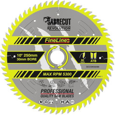 1 x SCCSW25060 SabreCut 250 mm 60T x 30 mm skylė FineLine plonas įpjovimas Medienos fanera Medienos plaušo plokštės Medžio drožlių plokštės skerspjūvis ir pjovimas Diskinio pjūklo pjūklas, suderinamas su 