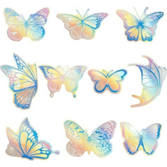 GORGECRAFT Pack of 10 PVC Butterfly Static Rainbow Window Stickers, Insect Window Stickers, Static Blue Anti-Collision Stickers, Warning Rainbow Window Suncatcher Stickers