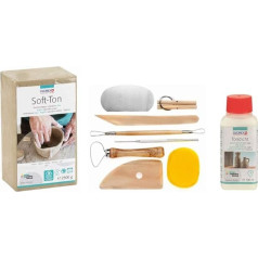 Glorex 6 8075 101 Minkštas molis baltas 500 g Natūralus, itin minkštas ir glotnus molis, kietėjantis ore ir tinkantis viryklėms
