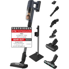 AEG ULTIMATE 7000 AP71A142XN belaidis dulkių siurblys testo nugalėtojas / itin galingas / itin lengvas 2,2 kg / iki 40 minučių veikimo laiko / 120 m² / 5 pakopų filtravimas / keičiama baterija / visos grindys /