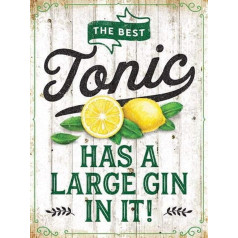 Geriausiame tonike yra daug džino! Juokingas Gin & Tonic kokteilių gėrimo ženklas - Retro Vintage stiliaus humoristinis GIN dovanų dekoratyvinis metalinis durų ženklas Sieninis ženklas - 20x15cm