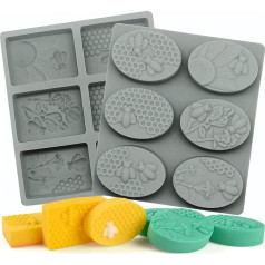 Nenkarn Silikoninės muilo formos, 3D silikoninis muilas su medaus koriais, silikoninės maisto klasės minkštos nesvylančios muilo gaminimo formos, keksiukų ir keksiukų kepimo formos, skirtos namudiniams amatams, pilkos spalvos, 2 vnt.