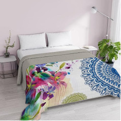 Itališka patalynė 8058575009883 Vasarinė antklodė su skaitmenine spauda, kio618 (įvairiaspalvė), 100 % medvilnė, dvigulė, 260 x 270 x 1 cm