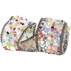 Yctze Premium DIY Diamond Mesh Wrap Roll, Crystal Rhinestones, grandinės apdaila, juostelės dekoracijos amatams, papuošalai (spalvingi ryžių karoliukai, juoda grandinė)