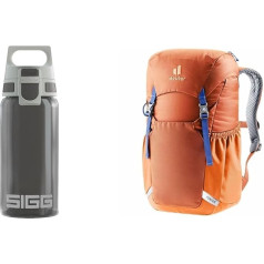 SIGG x deuter vaikiškas gertuvė - Viva One Grey - sandari - tinka gazuotiems gėrimams - galima plauti indaplovėje - tinka sportui ir mokyklai - 0,5 l & deuter Junior vaikiška kuprinė (18 l)