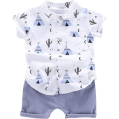 Rumity Kūdikių drabužiai Berniukai Naujagimių marškinėliai barzdos Topai + šortai rinkinys Kūdikių drabužių rinkinys Toddler Denim vasaros marškinėliai kelnės apranga