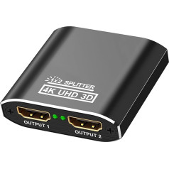 HDMI dalytuvas Aliuminis 4K @ 60Hz HDMI dalytuvas 1 in 2 Out Palaiko HDCP, 4K, 3D, UHD, 1080P, HDMI dalytuvas nuo 1 iki 2 Xbox, PS4, PS3, Roku, Blu-Ray grotuvui, Firestick, HDTV ir Apple TV.