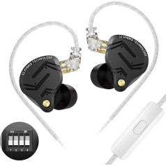 keephifi KZ ZS12 PRO X1DD&5BA IEM ausinės, laidinės ausinės, KZ In-Ear Monitor, KZ In-Ear ausinės, 10 mm dinaminis garsiakalbis, 4 profesionalūs reguliavimo jungikliai (derinimo versija, su mikro)