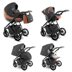 Lux4Kids 2 viename 3 viename Isofix Buggy automobilinė kėdutė 6 spalvos Nemokami priedai Zoe Carbon Brown ZEO-3 4-in-1 automobilinė kėdutė + Isofix