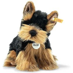 Steiff 076923 Originalus pliušinis žaislinis šuo Heraklio Jorkšyro terjeras, mielas žaislas apytiksl. 24 cm, firminis pliušinis mygtukas ausyje, mielas draugas kūdikiams nuo gimimo, ruda/juoda