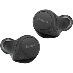 „Jabra Elite 75t“ – „Bluetooth“ ausinės į ausis su aktyviu triukšmo slopinimu (ANC) ir ilgu baterijos veikimo laiku, kad galėtumėte mėgautis belaidžiu ryšiu skambinant ir klausantis muzikos – juodos spalvos