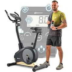 „Hop-Sport Spark“ treniruoklis – kūno rengybos treniruoklis namuose su pulso jutikliais ir kompiuteriais, 8 pasipriešinimo lygiai, sveriantis 9 kg – fitneso dviratis vienam maksimaliam 120 kg sveriančiam naudotojui