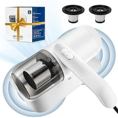 Čiužinių valiklis Erkės dulkių siurblys su UV šviesa ir HEPA filtru, 12 Kpa didelės siurbimo galios čiužinių valiklis rankinis dulkių siurblys 300 W, 12800 vibracijos/min., skirtas čiužiniams, sofoms, pagalvėlėms,