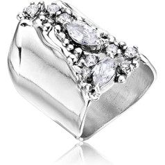 Schildring aus 925er-Sterlingsilber mit Weißem, rundem und markquisefarbenem Zirkonia, floraler Vintage-Antik-Look, hipoalergenas, nikelis ir bleifrei, handwerklich gefertigte Designer-Kollektion