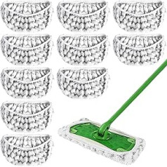 Pakuotėje yra 10 servetėlių Daugkartinio naudojimo pagalvėlės, skirtos Swiffer Sweeper Mop, šluostės, kurias galima plauti šlapiam ir sausam naudojimui, drėgnos grindų šluostės, sausos šluostės, skirtos valymo šluostei, suderinamos su W for