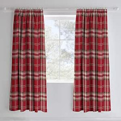Catherine Lansfield Kelso Cotton Rich Pencil Pleat užuolaidos, raudonos, 66x72 colių