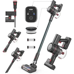 Redkey P9 Akku Staubsauger, 30KPa Hohe Saugleistung, 8 in 1 staubsauger kabellos su LED-Bürste, 60 Minuten Lange Akkulaufzeit, 2600 mAh Wechselakku, dvigubas HEPA filtras, Wandhalterung