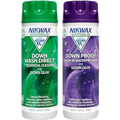 Nikwax 2 x 300 ml pūkų prausiklis – tiesioginis ir atsparus pūkams – valymo ir hidroizoliacinės pūkų drabužių įrangos miegmaišiai – dviguba pakuotė