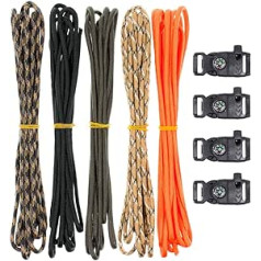 PARACORD PLANET Paracord apyrankių rinkinys – Fire Starter sagtis, švilpuko sagtis ir kompaso sagtys – tinka išgyvenimui