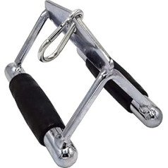 E2shop LAT ištraukiamas strypas jėgos treniruotėms Deluxe Double D rankena su guminėmis rankenomis
