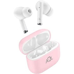 AQL kelias | Bluetooth-Kopfhörer | Kabelloser Bluetooth 5.0-In-Ear-Kopfhörer su 4-fachem Ladekoffer – 3-Stunden-Akku, 1,5-Stunden-Ladezeit – Soft Touch – Rosa