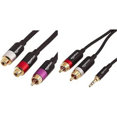 „Amazon Basics“ PBH-22631 12 colių RCA kištukas su 2x RCA lizdiniu adapterio kabeliu ir BH-19821 RCA garso kabeliu 3,5 mm lizdas iki 2x RCA kištukas, 1,22 m