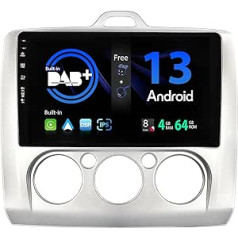 SXAUTO – Integruotas DAB – Android 12 IPS automobilinis radijas, skirtas „Ford Focus“ (2004–2011 m.) – Integruotas „Carplay“ / „Android“ automobilis – LED kamera + mikrofonas – 4G + 64G – 360 kamerų vairo valdymas, greitas įkro