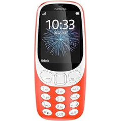 Nokia 3310 Single SIM mobilusis telefonas - vokiškos prekės (2,4 colio spalvotas ekranas, 2MP kamera, Bluetooth, radijas, MP3 grotuvas) šilta raudona