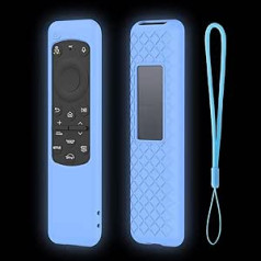 „Samsung Smart Solar Cell“ nuotolinio valdymo pulto silikoninis dėklas BN59-01432A BN59-01432J BN59-01432 2023 TM2360E Neslystantis ir smūgiams atsparus silikoninis dėklas su raišteliu, švytinčiu tamsoje (mėlyna)
