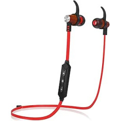 Simfonizuotas XTC Bluetooth Premium IN Ear KOPFHÖRER Ohrhörer mit edlem Holz und Mikrofon - Kabellos geräuschisolierende Ohrstöpsel für Zuhause und Unterwegs (Rot)