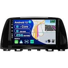 BXLIYER – [8G+256G, 8 branduolių] – „Android 12 IPS“ automobilio radijas, skirtas „Mazda Atenza Mazda 6“ (2012–2015 m.) – Belaidis „CarPlay“ / „Android“ automobilis – Kamera ir mikrofonas – 9 colių 2 DIN – DAB vairo valdyma