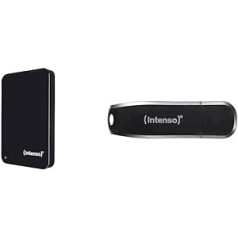 Intenso 6023560 1TB atminties diskas USB 3.0 2,5 colio išorinis standusis diskas, mechaninis kietasis diskas ir greičio linija, 16 GB atminties kortelė, USB atmintis 3.2 Gen 1x1, juoda