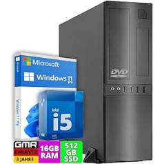 Stalinis kompiuteris su Intel i5 4 gijų 3,20 GHz | 16 GB DDR3 | 512 GB SSD | DVD±RW | USB3 | WiFi 600 ir Bluetooth 5 | Windows 11 Professional 64 bitų | Verslo biuro daugialypės terpės kompiuteris 3 metams
