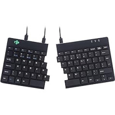 R-Go Split Tastatur, Ergonomische Design su Geteilte Tastenfeld ir Integrierter Pausenanzeige, QWERTY (JAV) išdėstymas, USB kabelis, Schwarz