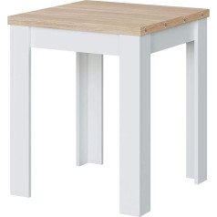 Habitdesign Išskleidžiamas šoninis staliukas L 67/134 x D 67 cm, melaminas, baltas/ ąžuolinis, L67/134 x H79 x D67 cm