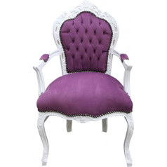 Casa Padrino Barokinė vakarienės kėdė su porankiais Violetinė / Balta