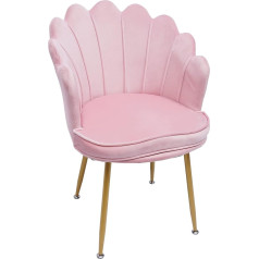 Lilyeriy Fotelis Auksu dengtos metalinės kojos Velvetas Velvetas Laisvalaikio kėdė gėlės formos Rožinė kėdė miegamojo tualetinis staliukas Tuštybė 45 x 60 x 74 cm