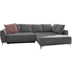 Möbel Jack Minkšta kampinė sofa Gyvenamasis kraštovaizdis Sofos komplektas Kampinė sofa su dekoratyvine pagalvėle Mikropluošto pilka lovos dėžė Miego funkcija Š x V x G 275 x 82 x 183 cm