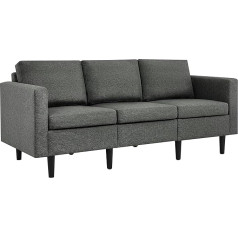 Yaheetech Lininė sofa, 3-viečių sofa, sofa, sofa, minkšta sofa, svetainės sofa 3 asmenims, maks. 340 kg keliamoji galia, skirta miegamajam, tamsiai pilka, 188,5 cm ilgio × 79 cm pločio × 80 cm aukščio, priedai yra
