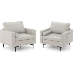 Costway 1 sėdimos sofos komplektas iš 2 dalių, maža sofa-lova, su nuimama pagalvėle, įvairūs deriniai, viduramžių ir modernus stilius (šviesiai pilka)