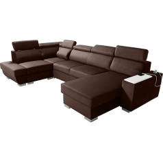 Robin Inspire Robin Cezar kampinė sofa miego funkcija lovos dėžė Reguliuojami galvos atlošai Sofa L formos sofa lova Laisvai pastatoma kampinė sofa lova Svetainės baldai, įskaitant nešiojamojo kompiuterio stalo lizdą Ruda