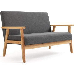 Mingone Fotelis / sofa, medinis su lininiu audiniu, skirtas miegamajam, svetainei, kambariui, biurui, sodui, kiemui