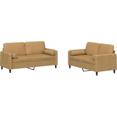 Vidaxl 2 dalių sofos komplektas, fotelis sofa su pagalvėlėmis, sofa svetainės sofa su porankiais, sofos komplekto dizainas sofos sėdimieji baldai minkšti baldai, rudas aksomas