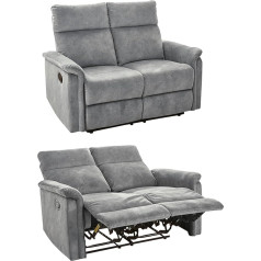 Luma-Home Schönes Für Dein Zuhause Dvivietė sofa su aukštos kokybės spyruoklių šerdies paminkštinimu, 130 cm pločio, reguliuojama dvivietė sofa dėl praktiškos pusiau automatinės atsipalaidavimo funkcijos, veliūro užvalkalas vintage pilkas /